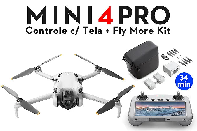 Drone DJI mini 4 PRO FLY (COMBO) COM TELA